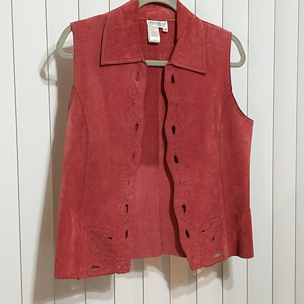 🍁🍂SOLD🍂🍁Coldwater Creek Suede Leather Vest Rust Womens Autumn Genuine
